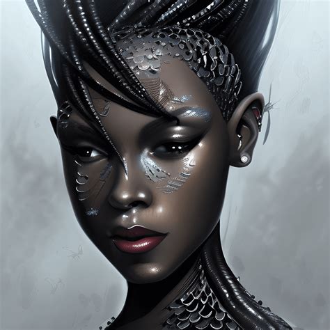 Beautiful Black Mermaid Portrait · Creative Fabrica