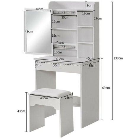 Coiffeuse D Angle Led Blanche Avec Tiroirs Miroir Coulissant