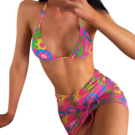 VBARHMQRT Female Swim Suits For Women 2024 Two Piece Solid Color Strip