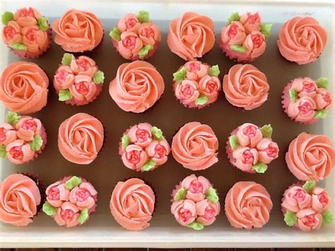 Pink Roses And Russian Piping Tip Flowers Garden Cupcakes Flower