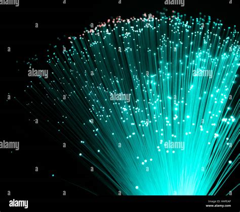 Colorful Illuminated Plastic Optical Fibers In Dark Back Stock Photo