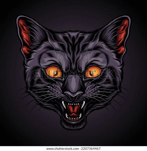 Black Cat Head Vector Illustration Stock Vector (Royalty Free ...