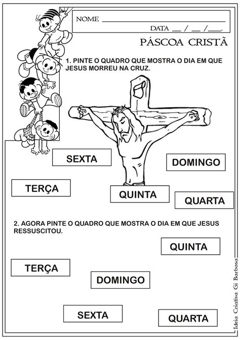 Atividade Páscoa Cristã Morte E Ressurreição Ideia Criativa Gi