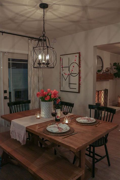 Romantic Home Date Night Valentines Day Tablescape Dining Room