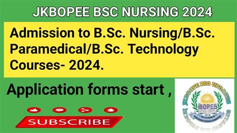 Jkbopee B Sc Nursing Technology Course Admission Application Forms