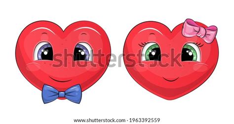 Cute Cartoon Red Heart Couple Vector Stock Vector Royalty Free