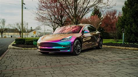 Tesla Model 3 Transformation IRIDESCENT WRAP MORE YouTube