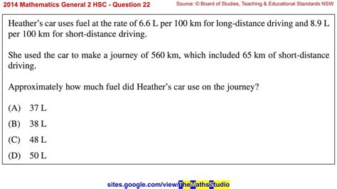 Maths General Hsc Q Applications Of Rates Fuel