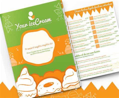 Ice Cream Shop Menu