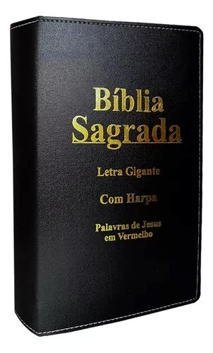 Biblia Sagrada Letra Gigante Luxo Popular Preta C Harpa E Palavras