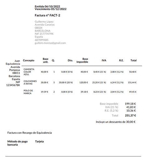 Factura Con Recargo Equivalencia Qu Es Y C Mo Hacerla