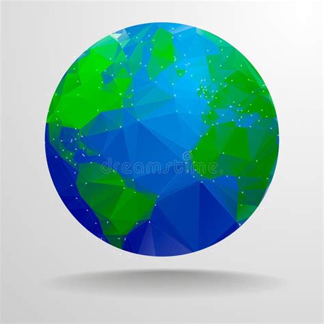 Low Polygon Globe Map With Social Icons Wireframe Mesh On Blue