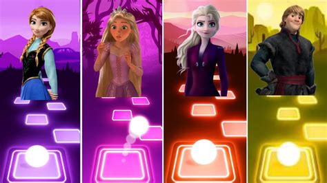 Anna Vs Tangled Vs Frozen Elsa Vs Kristoff Tiles Hop Let It Go Love Is Open Door Youtube