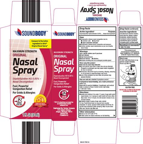 Sound Body Nasal Details From The Fda Via Otclabels