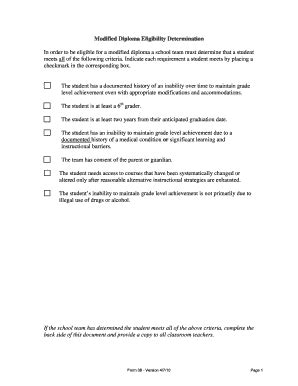 Fillable Online Nclack K Or Modified Diploma Eligibility Checklist