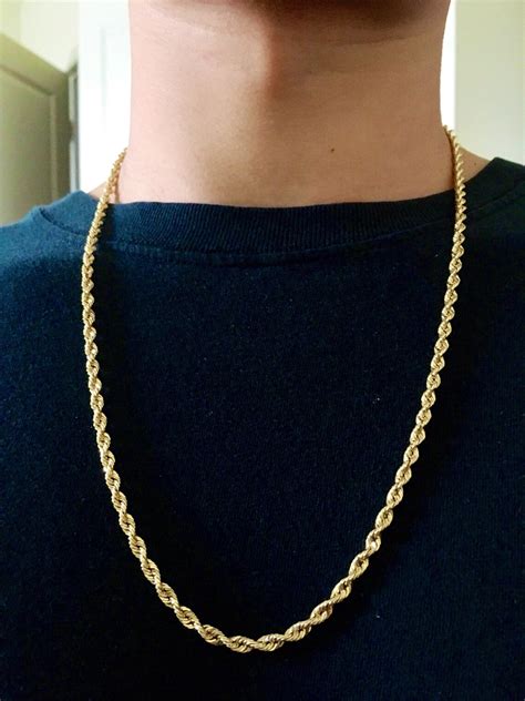 14k Solid Gold 24 4mm Rope Chain 14k And Ma Stamped On Etsy