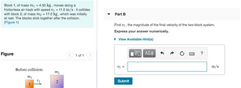 Solved Block 1 Of Mass M1 4 50 Kg Moves Along A
