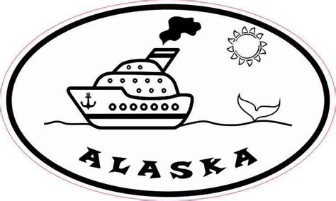 5inx3in Oval Whale Cruise Ship Alaska Sticker Vinyl Luggage Decal Stickers