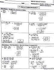 Homework Answers And Pdf L Unit Rational Functions Date