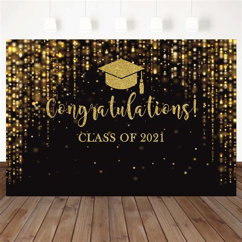 Buy Moca Black And Gold Glitter Graduation Party Backdrop Class Of