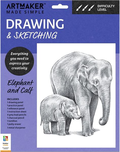 Hinkler Elephant And Calf Artmaker Made Simple Drawing And Sketching Kit