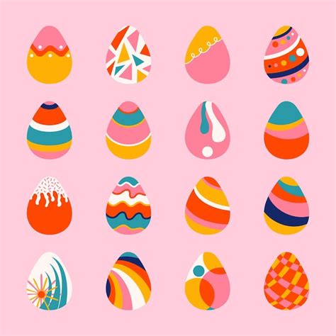 Premium Vector Easter Eggs Collection Vector Illustration Isolated On Pink