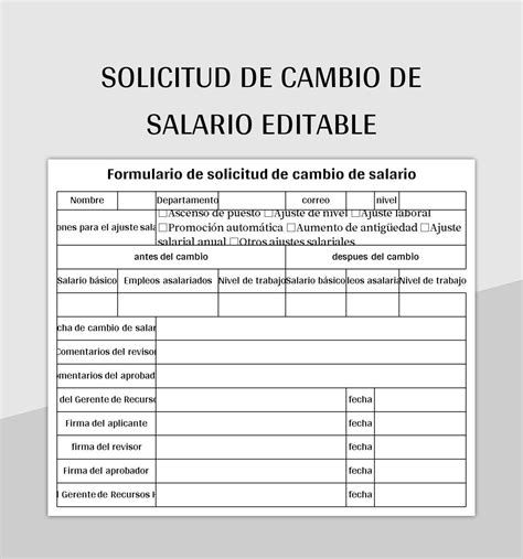 Plantilla De Formato Excel Solicitud De Cambio De Salario Editable Y