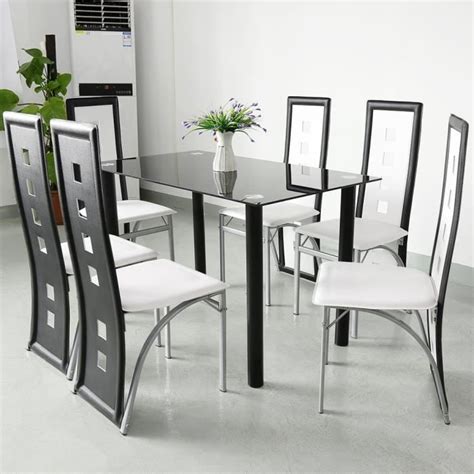 Pcs De Chaises Contemporain Simili Noir Et Blanc Avec Dossier Haut