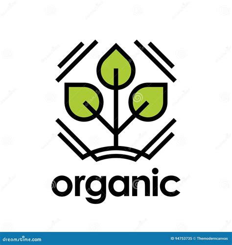 Organic Icon With Green Plant Leaf Stock Vector Illustration Of