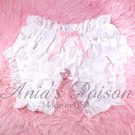 Sissy Panties For Men Lacy Maid Fully Open Unisex Shiny White Panties