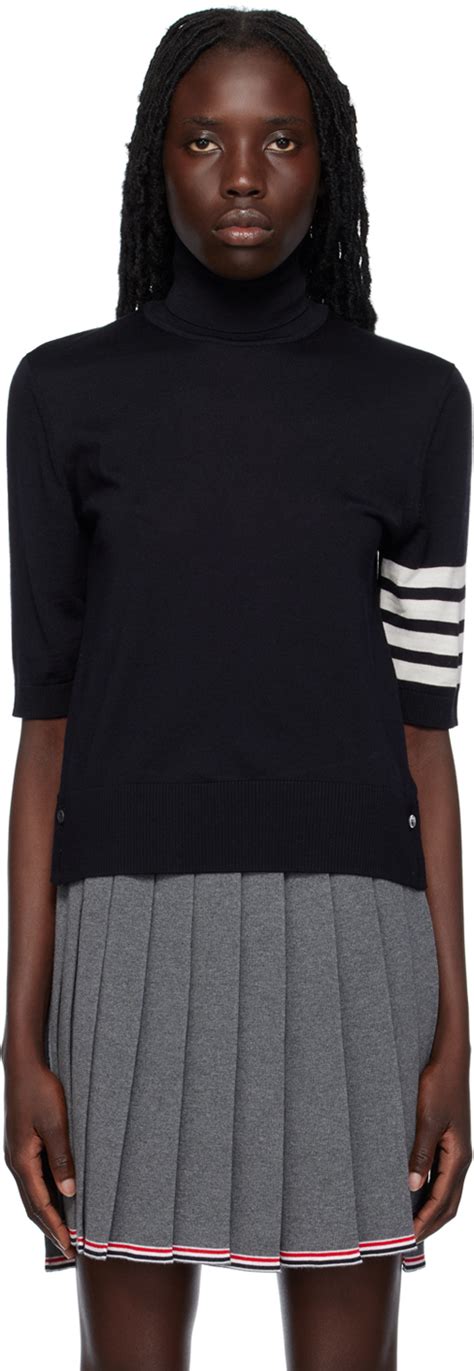 Thom Browne Navy Bar Turtleneck Ssense