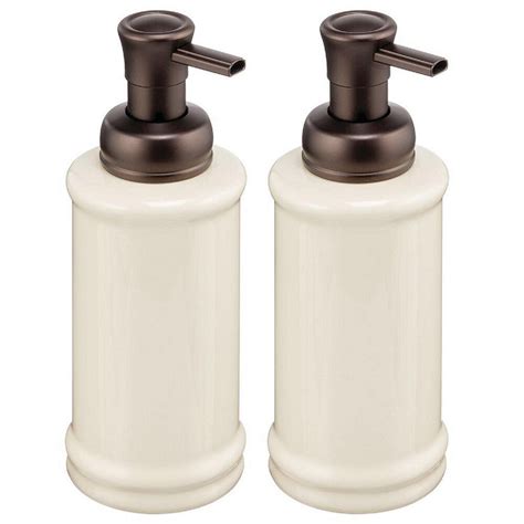 MDesign Ceramic Refillable Foaming Soap Dispenser Pump 2 Pack Cream