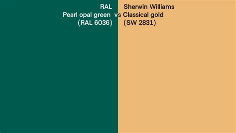 Ral Pearl Opal Green Ral 6036 Vs Sherwin Williams Classical Gold Sw