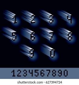 Cybernetic 3d Numbers Pixel Art Vector Stock Vector Royalty Free