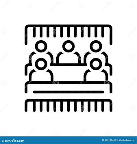 Black Line Icon For Bleacher People And Stadium Stock Vector