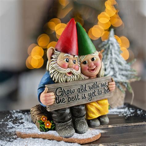 Small Garden Gnome Couple Statue Couple Lovers Figurine Statue Lawn