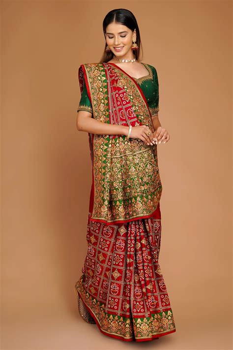 Maroon Traditional Gharchola Saree In Silk With All Over Embroidery