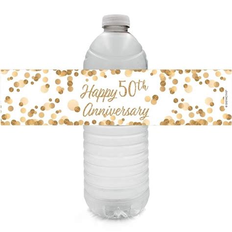 Gold 50th Anniversary Party Water Bottle Labels Make For The Perfect Party Decoration 50