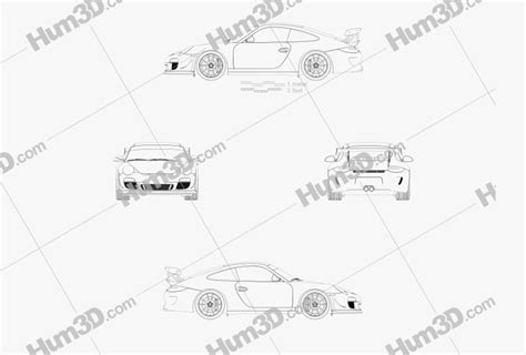 Porsche 911 GT3 RS 2020 Blueprint - 3DModels