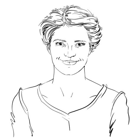 Dessin De Femme Souriante Avec Coupe De Cheveux L Gante Vectoriel