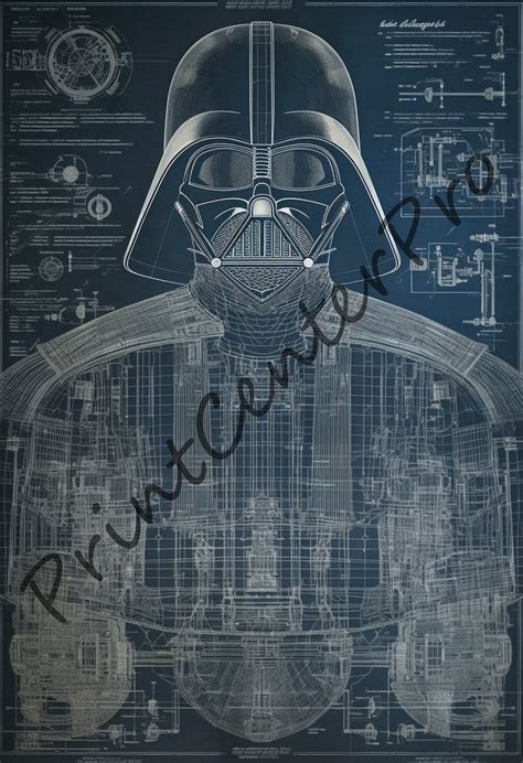 Darth Vader Blueprint Poster Darth Vader Digital Print Darth Vader