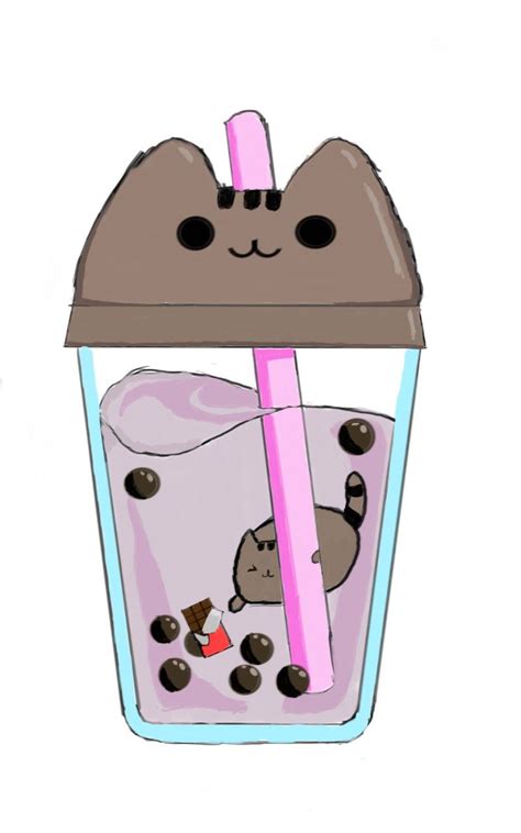 Bubble Tea Cat Illustrations Pusheen Elli Boba Bubbles Tattoo