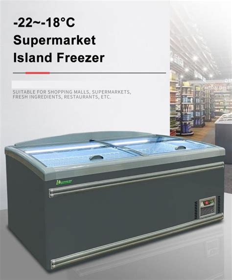 1000L Commercial Curved Glass Top Island Display Freezer For Supermarket