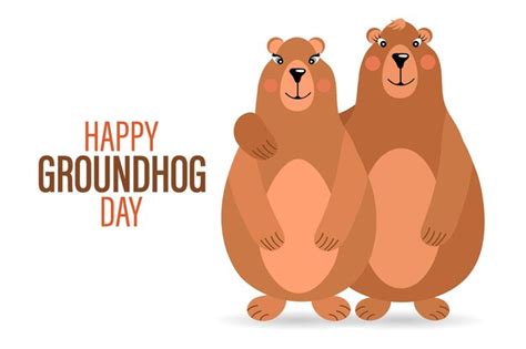 Premium Vector Happy Groundhog Day Pair Of Groundhogs In Love With