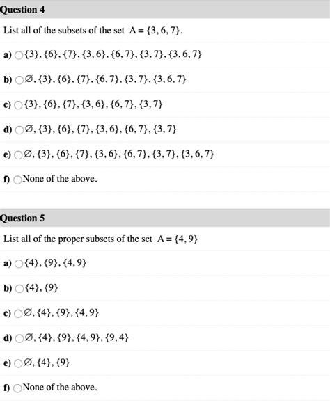 Solved Question List All Of The Subsets Of The Set A Chegg