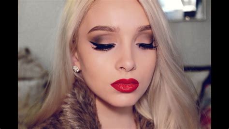 Holiday Makeup Tutorial Neutral Eyes And Red Lip YouTube