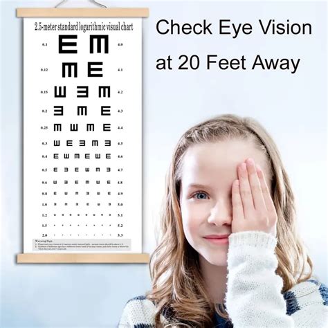 1pc Snellen Eye Chart With Wooden Frame For Wall Decor Eye Charts For