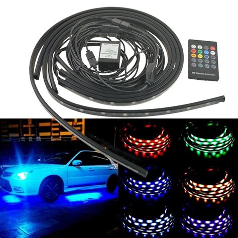 4x Car RGB LED Strip Light 5050 SMD LED Strip Lights Under Car Tube