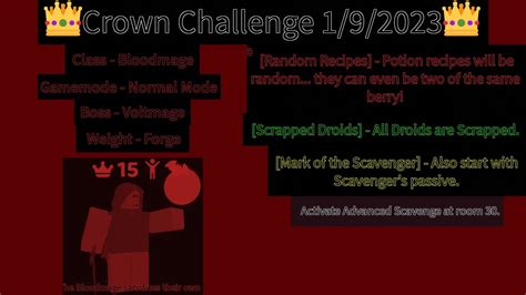 Crown Challenge 1 9 2023 Randomly Generated Droids Youtube