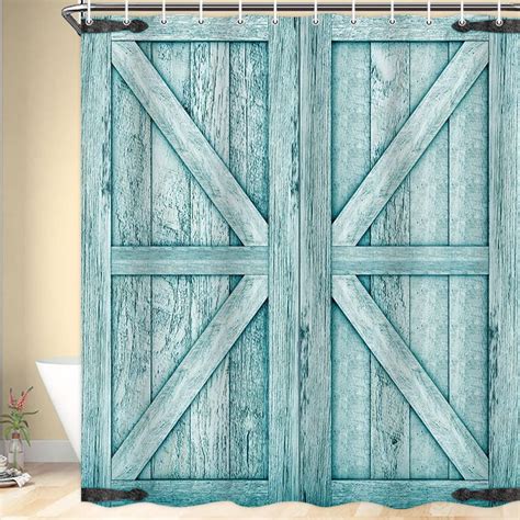 Rustic Barn Door Shower Curtain Vintage Farmhouse Old Wooden Plank